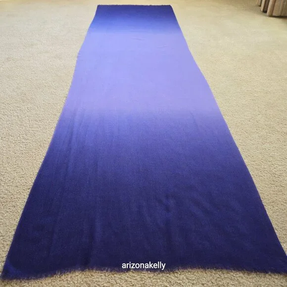 Wool/Cashmere Ombre Gradient Blue Scarf - Picture 4 of 8